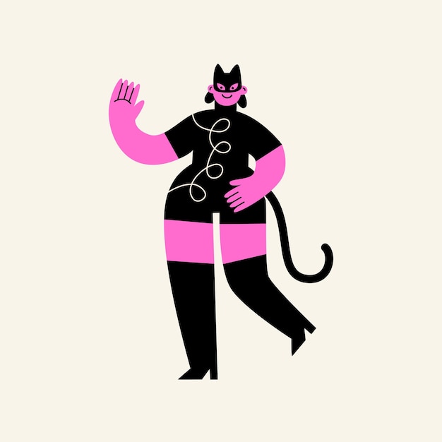 Vector sexy catwoman chica en disfraz de látex para una fiesta de halloween o bdsm