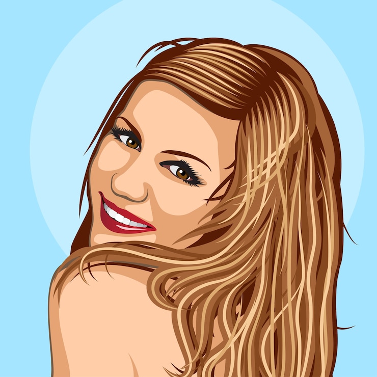 Vector sexy mujer atractiva mira hacia atrás con sonrisa