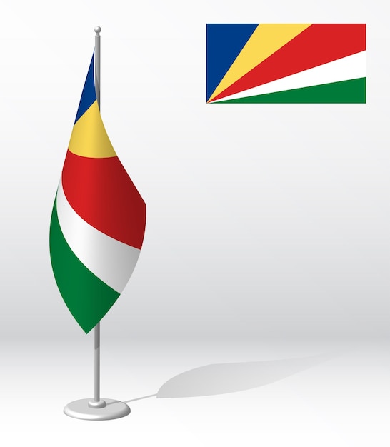 SEYCHELLES Bandera en el mástil de la bandera para el registro de eventos solemnes que reciben invitados extranjeros SEYCHELES