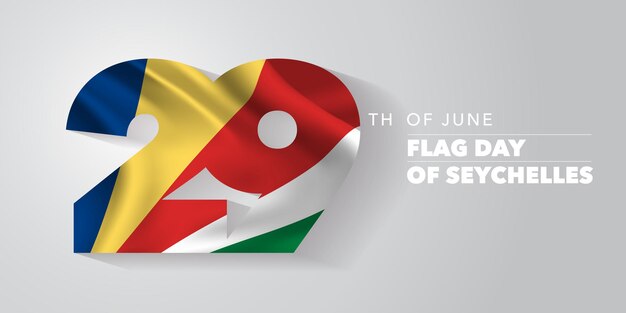 Vector seychelles feliz día de la bandera. fiesta 29 de junio con elementos de bandera.