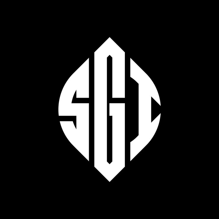 Vector sgi diseño de logotipo de letra de círculo con forma de círculo y elipse sgi letras de elipse con estilo tipográfico las tres iniciales forman un logotipo de círculo sgi emblema de círculo monograma abstracto letra marca vector