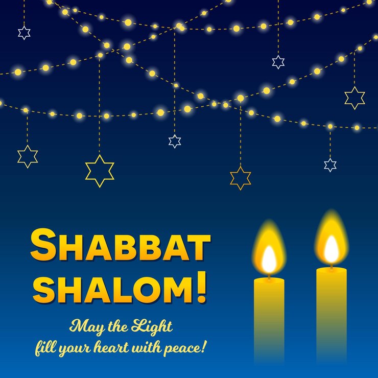 Vector shabat shalom velas letras de tarjetas de felicitación