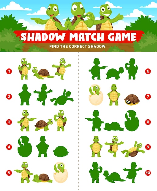 Shadow Match juego dibujos animados tortuga tortuga animal