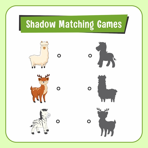 Shadow Matchig Games Animales Alpaca Ciervo Cebra
