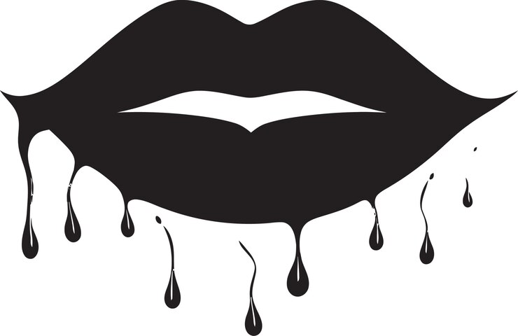Vector shadowed seduction noir lips artmidnight muse lips negro vector (vector de labios negros en la sombra)