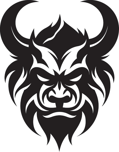 Shadowy Oni Head Logo Diseño negro contemporáneo Vector de la cara Oni Icono negro misterioso