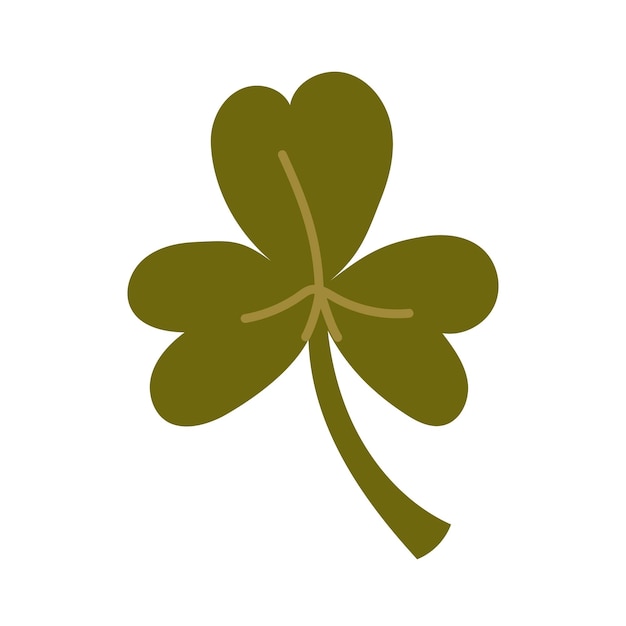 Shamrock Clover is green Flat illustration on white Grass and leaf for herbarium scrapbooking