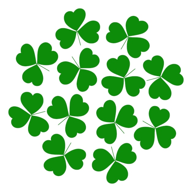 Shamrocks verde en forma de círculo abstracto fondo redondo aislado en blanco idea del día de St. Patrick