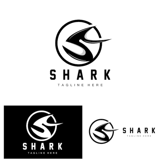 Shark Logo Wild Fish Vector Ilustración Océano Predator Producto Marca Diseño Icono