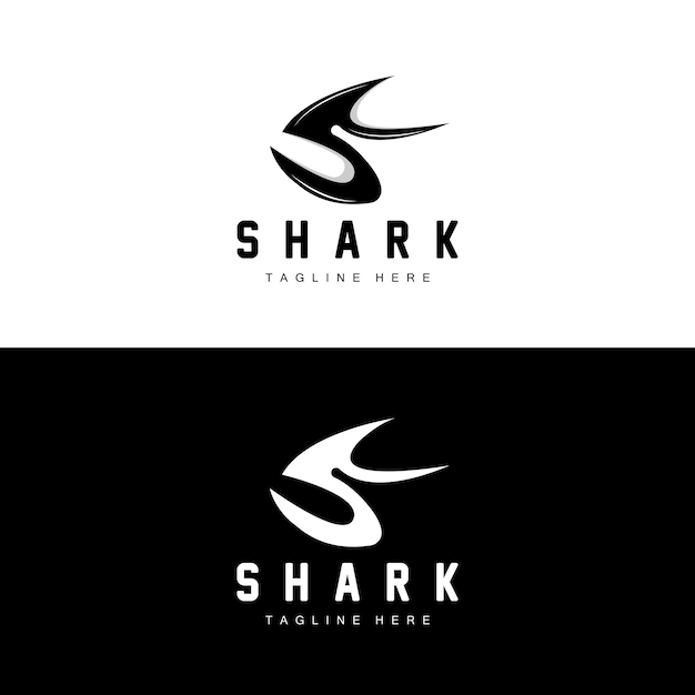 Shark Logo Wild Fish Vector Ilustración Océano Predator Producto Marca Diseño Icono