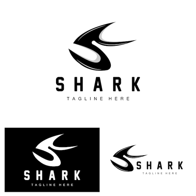 Shark Logo Wild Fish Vector Ilustración Océano Predator Producto Marca Diseño Icono