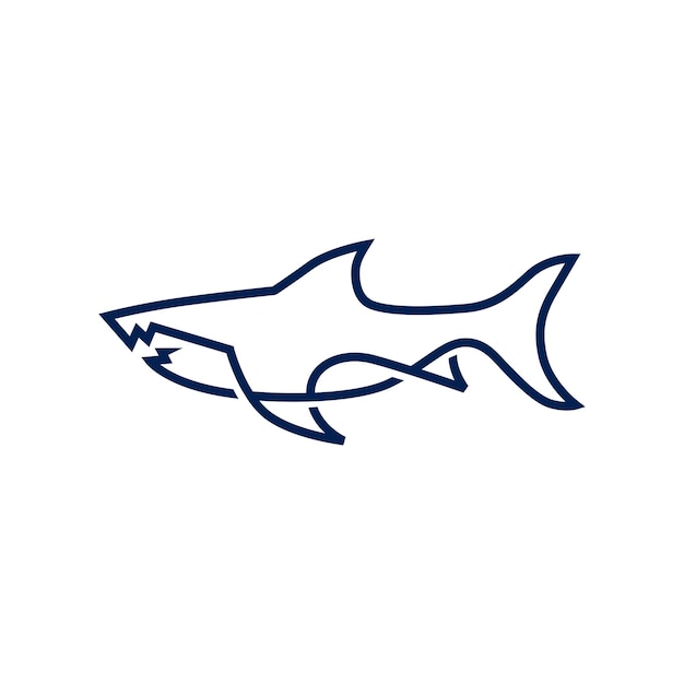 Shark monoline línea arte logo vector icono ilustración