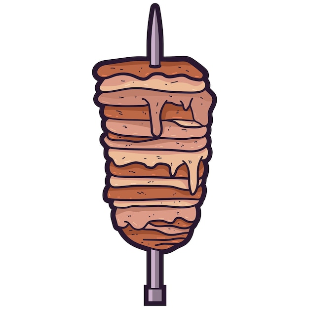 Shawarma pincho vector ilustración de dibujos animados aislado en un fondo blanco