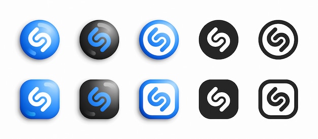 Shazam modern 3d y conjunto de iconos flat