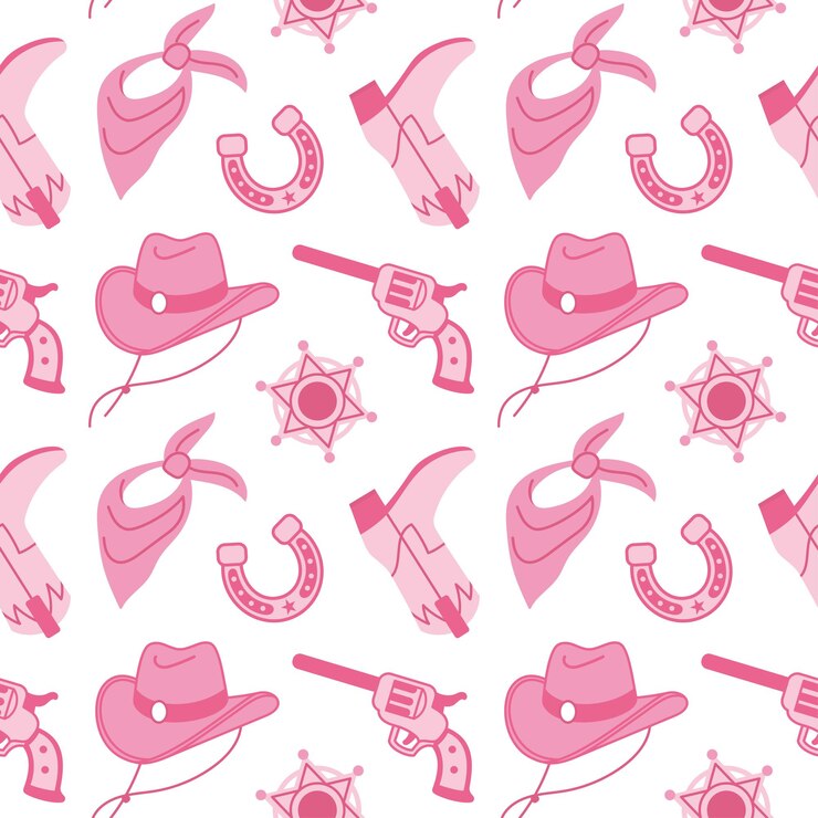Vector sheriff elementos de moda de núcleo rosa patrón sin costuras tema del oeste y el salvaje oeste del vaquero ilustración vectorial