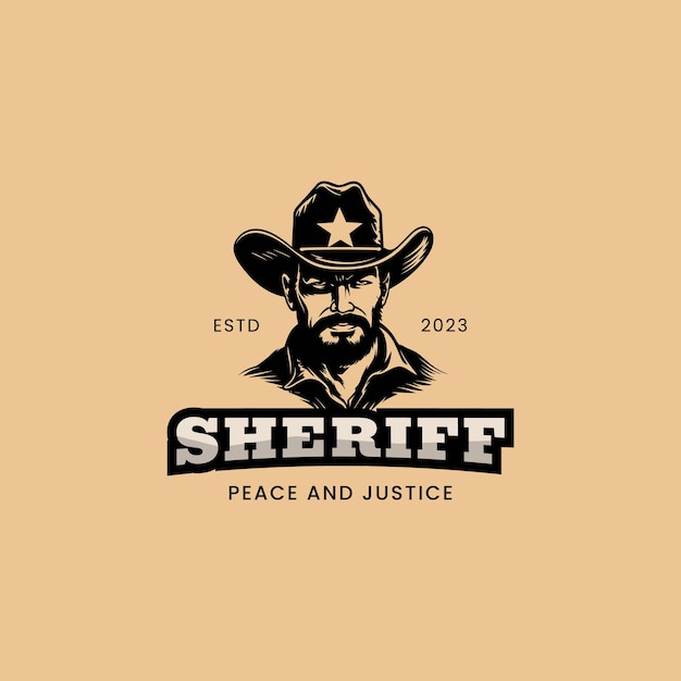 sheriff con sombrero de vaquero plantilla de diseño de logotipo