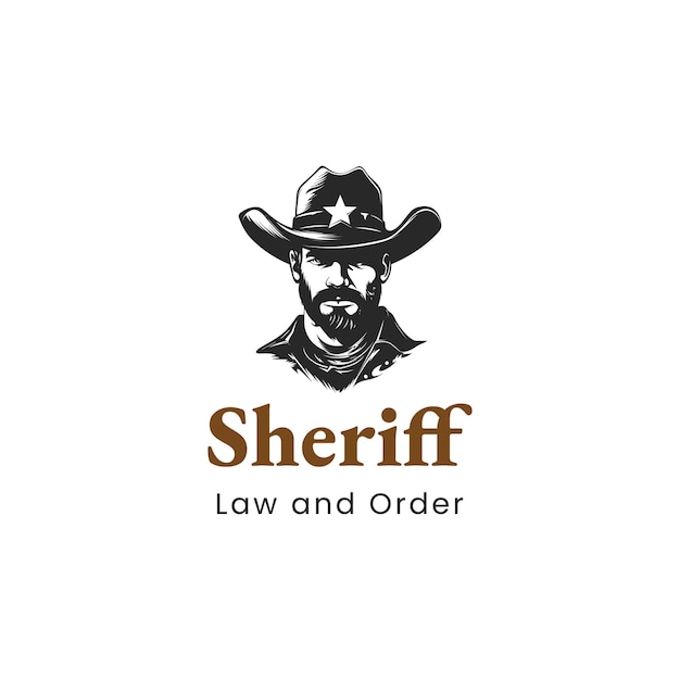sheriff con sombrero de vaquero plantilla de diseño de logotipo
