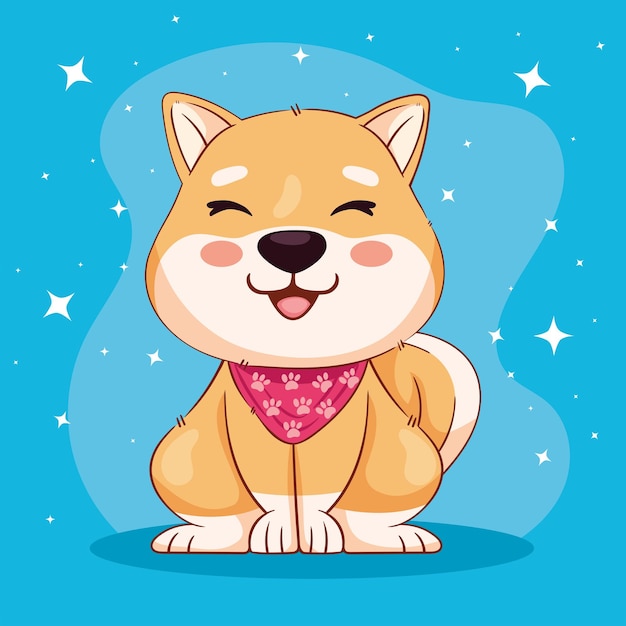 Shiba inu con escena de bufanda