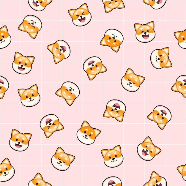 Shiba inu perro lindo emoji enfrenta patrones sin fisuras