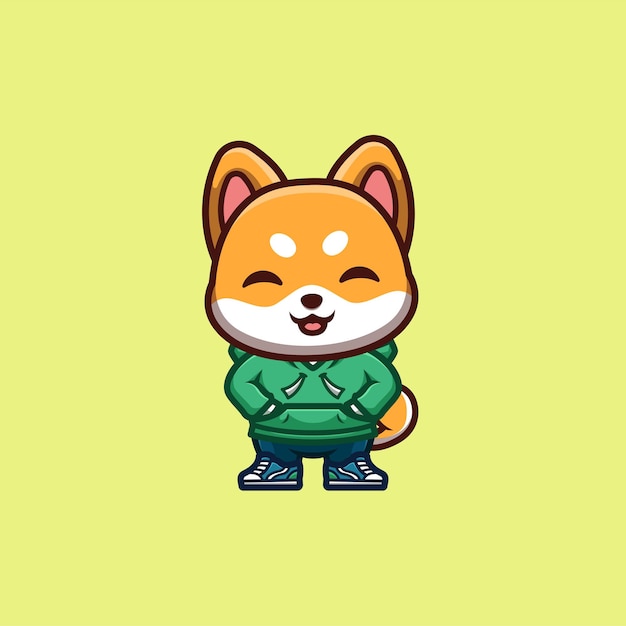 Shiba inu urban cute creative kawaii cartoon mascot logo