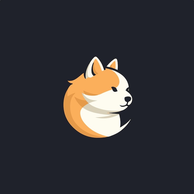 Vector un shiba y un logotipo de gato dibujos animados simples