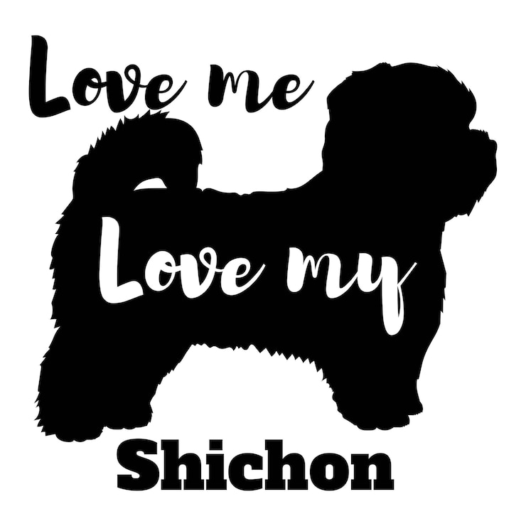Vector shichon me ama el amor de mi perro vector silueta mascota