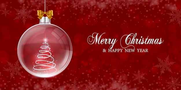 Shiny Christmas tree in snow globe Christmas background Vector