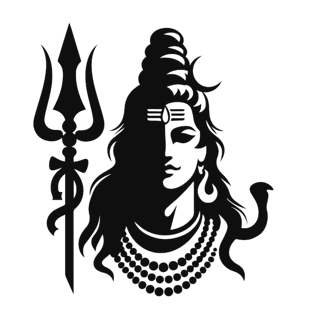 shiva har har mahadev shankar tridev con trishul hindu el señor hindusim la silueta de la deidad religiosa