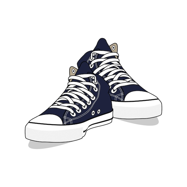 Shoes_Converse Shoe Hight Navy Green Vector Imagen e ilustración