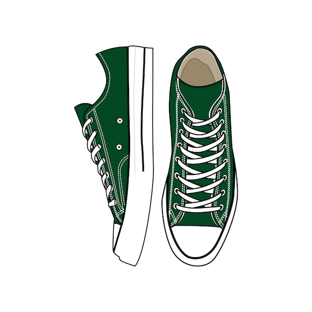 Shoes_Converse Shoe Low Green Vector Imagen e ilustración