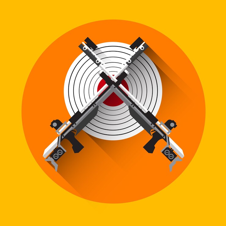 Vector shooting gun target equipment deporte icon