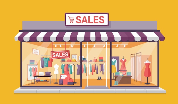 Shopfront Scene Depicting a Sales Event