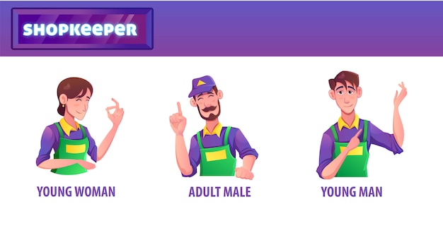 Vector shopkeeper tools store personaje