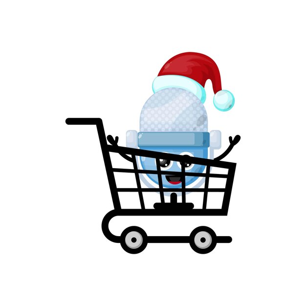 Shopping mic navidad lindo personaje logo
