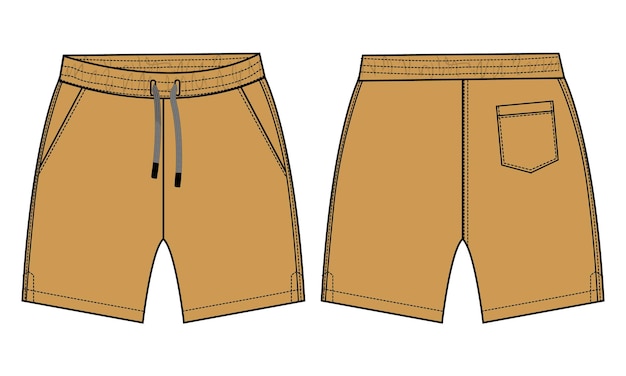 Shorts pant vector ilustración plantilla frontal y vistas traseras