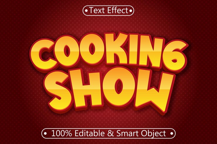 Vector show de cocina efecto de texto editable relieve en 3 dimensiones estilo moderno