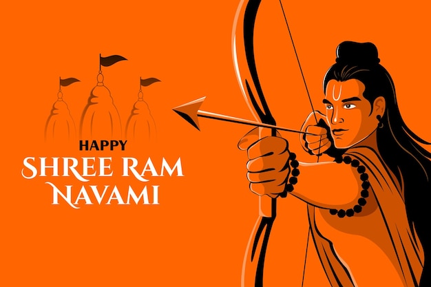 Vector shree ram navami celebración lord rama con flecha de arco