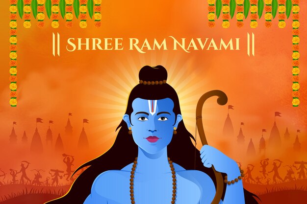 Shree Ram Navami celebración Lord Rama con flecha de arco