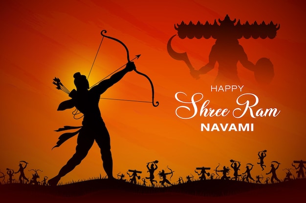 Shree Ram Navami celebración Lord Rama con flecha de arco