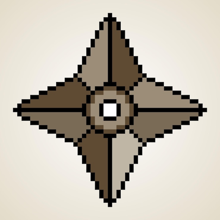 Vector shuriken estrella ninja con pixel art
