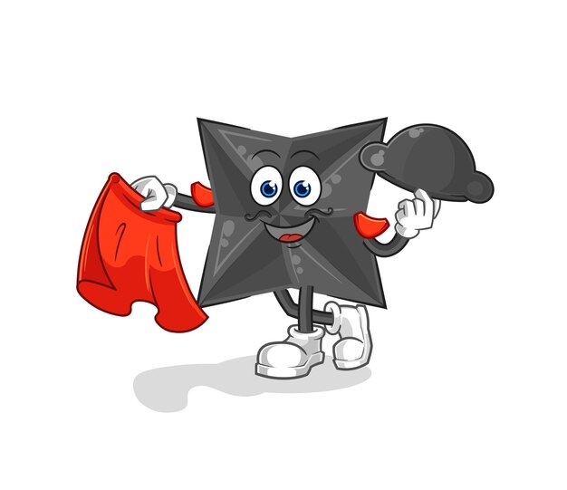 Shuriken matador con vector de caracteres de ilustración de tela roja