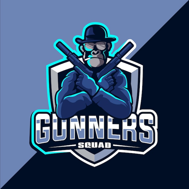 Shuter gorila esports gamming vector de logotipo de descarga