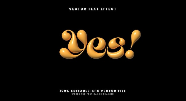 Sí 3D Efecto de texto inflable editable plantilla