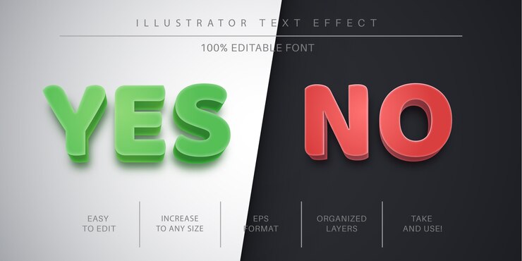Vector sí y ahora efecto de texto editable, estilo de fuente