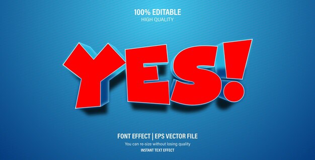 Sí, efecto de texto en 3D, efecto de texto editable