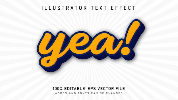 Sí efecto de texto editable estilo de texto 3D Vector Premium