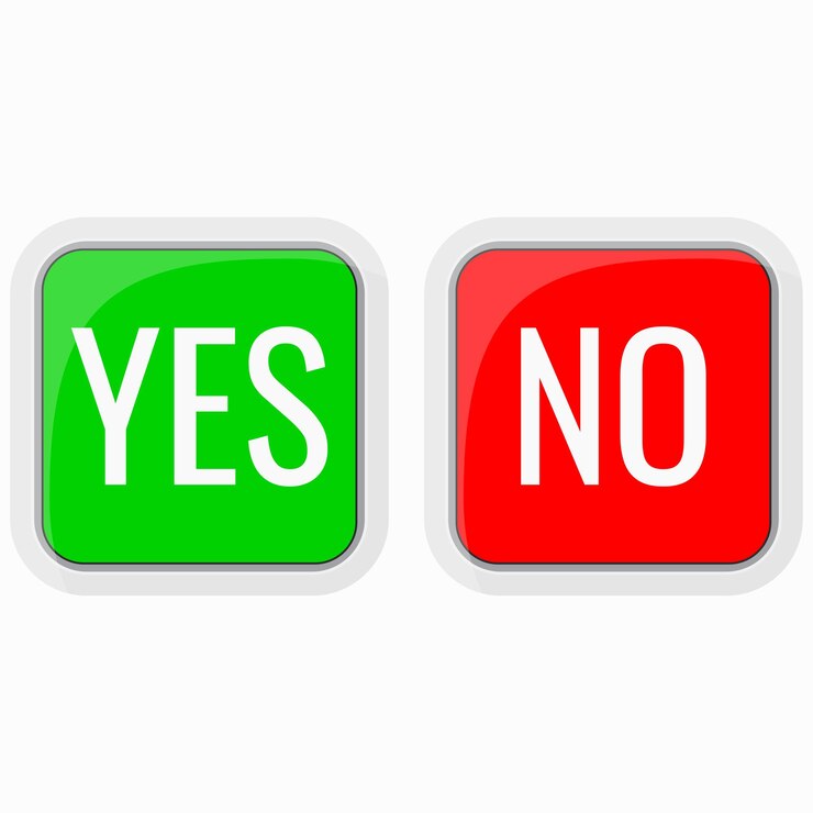 Vector sí y ningún conjunto de iconos vectoriales aislado sobre fondo blanco. marque sí o no signo cuadrado rojo verde. colección de iconos de marca de verificación. elemento web para confirmar lista de verificación, ilustración de diseño de dibujos animados simple plano.
