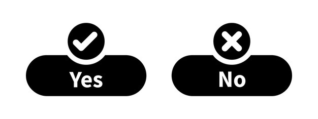 Sí y no opción con vector de marcación y cruz en color negro
