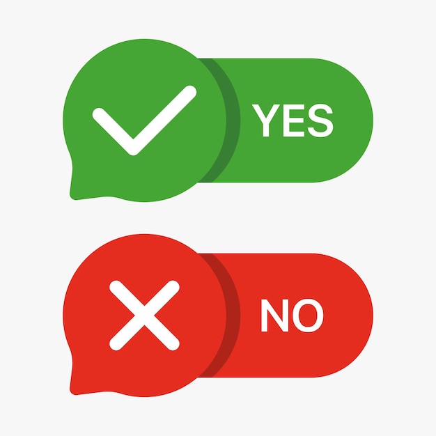Sí y No opciones de respuesta Ilustración vectorial Cuestionario sondeo encuesta marca de verificación interruptor deslizante cruzado ajuste de prueba confirmación rechazo Concepto de tecnología Icono de línea vectorial para negocios