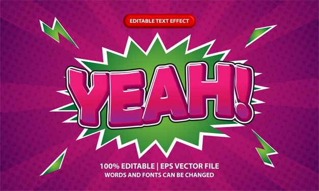 Vector sí plantilla de efecto de texto 3d editable - letras 3d con arte pop retro en estilo cómico